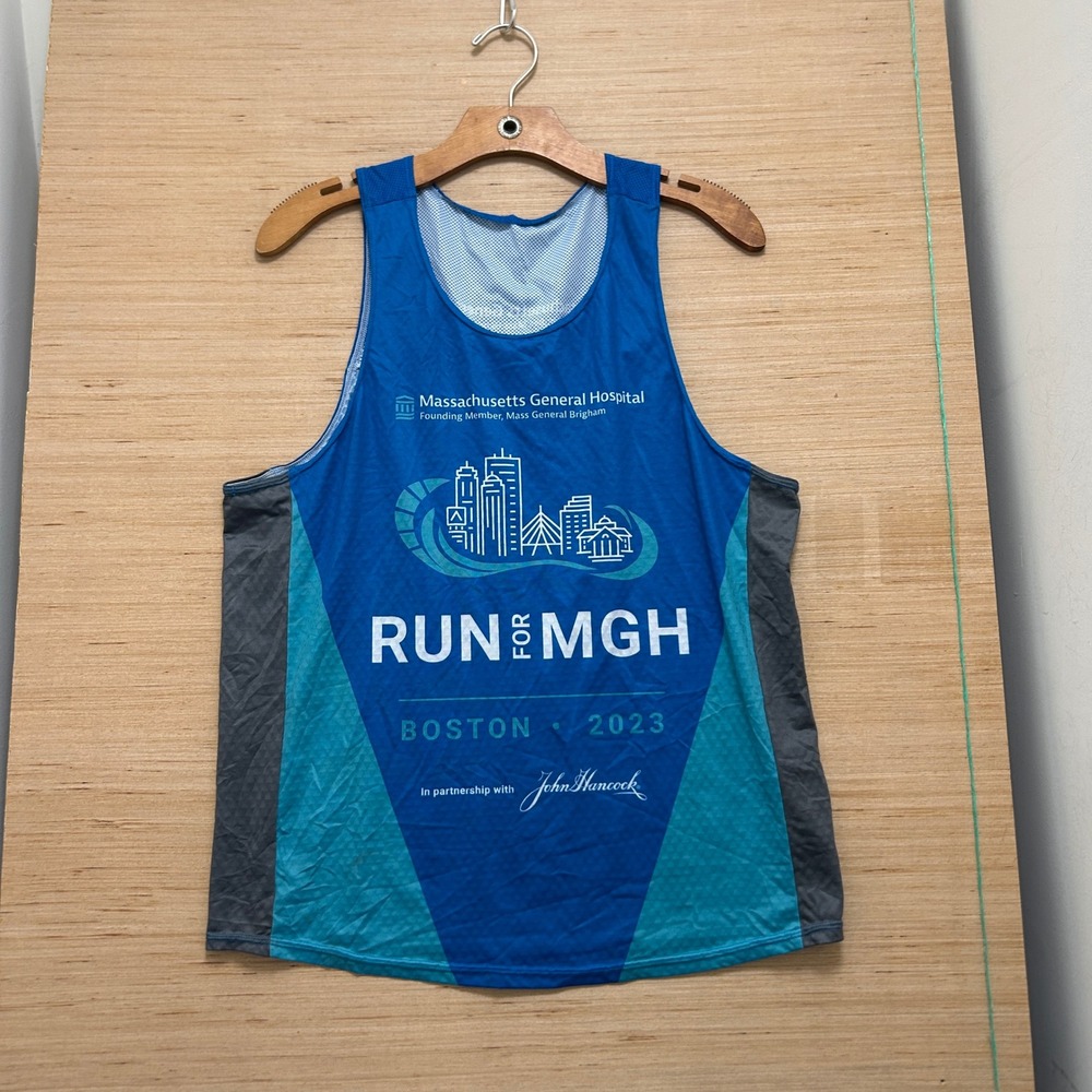 Mens Run for MGH Boston 2023 Running Singlet Tank Top Blue Medium 6624